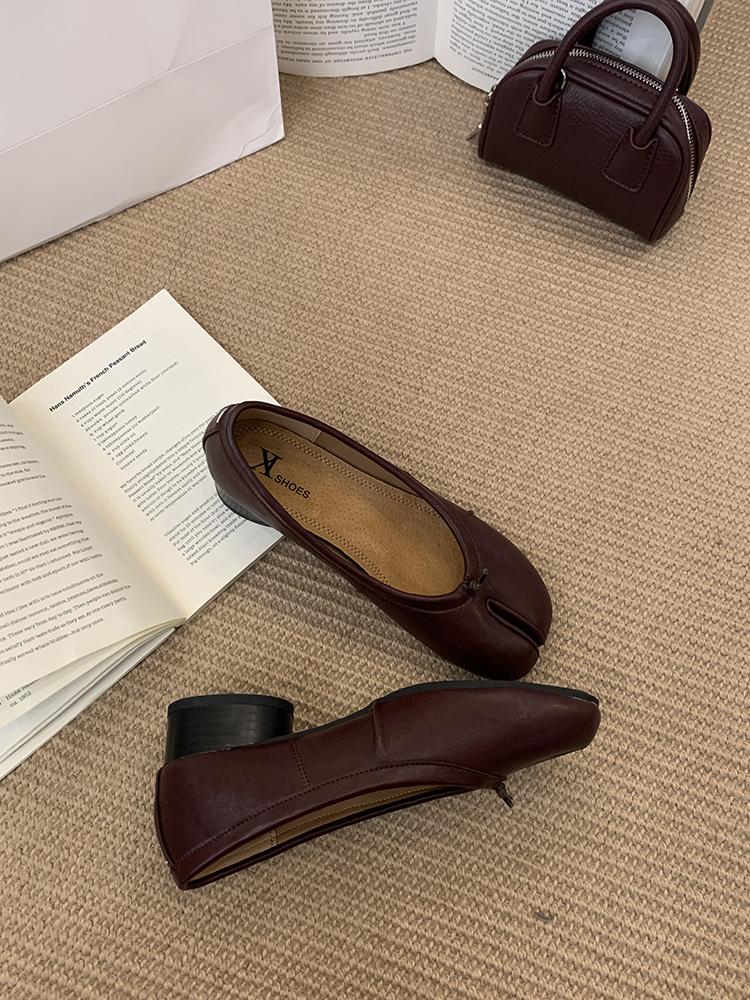 Fashion Tabi Ninja Shoes Woman Microfiber Leather Comfy Mid Heel Split Toe Soft Bottom Loafers Brief Ladies Trotter Moccasins 2025 New