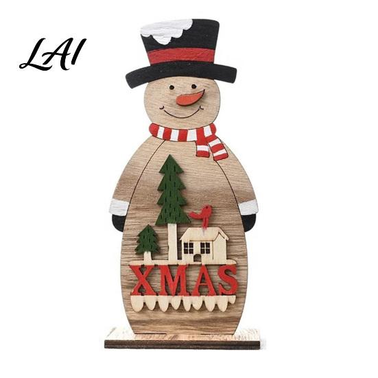 Holiday Desktop Decorations Nordic Style Wooden Christmas Ornaments Cute Santa Claus/Snowman/Reindeer Party Home Accents Figurine for Table