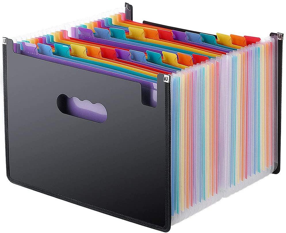 PP A4 Letter Accordion File Organizer Hot Pressing Forming Multi-color 24 Pockets Expandable File Folder
