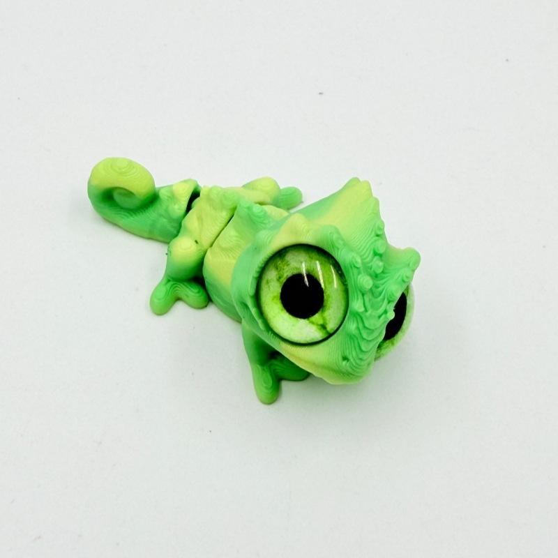 3D Printed Mini Chameleon Figures Movable Joint Big Eyes Lizard Model Fidget Toy Home Decor Desktop Ornament Gift Collection