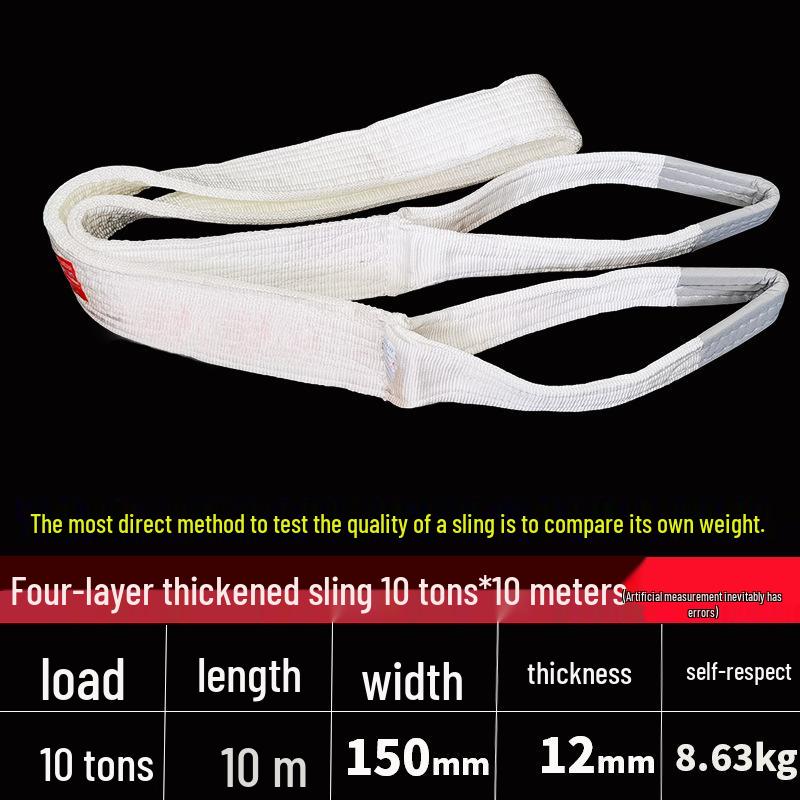 Thickened Acid-Washed Polypropylene Lifting Sling, Canvas Tie-Down Strap for Crane, Hoist, or Forklift