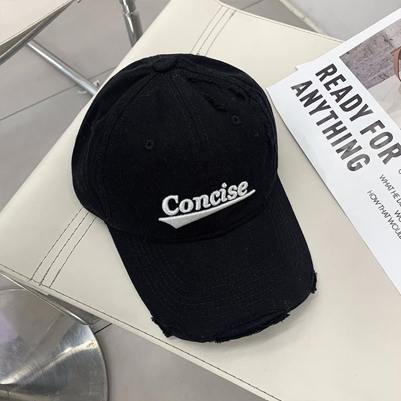 

Рвана велика бейсболка з обхватом голови, літера, жіноча, весна, літо, широкі поля, повсякденна універсальна кепка, маленька м’яка чоловіча кепка M（56-58cm） чорний