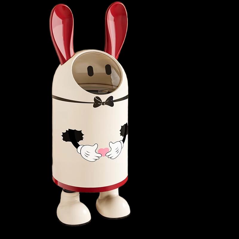 Cute Rabbit Ear Standing Trash Can with Lid