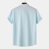 2025 Summer European & American Men's Waffle Short Sleeve Solid Color Casual Shirt