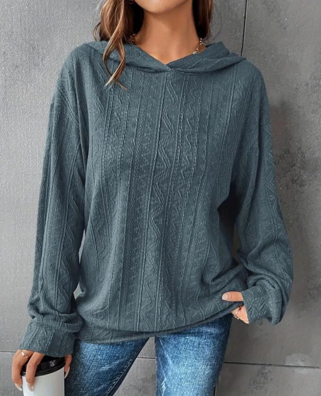 

Winter Fashion Hooded Loose Fitting Pullover, Long Sleeved Top For Women L