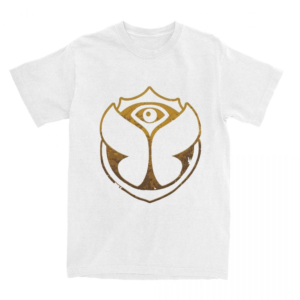 Koszulka TomorrowLand Festiwal Muzyki Elektronicznej 100% Bawełniane Koszulki Koszulka ze Złotym Logo dla Mężczyzn Koszulka na Plaży Y2K z Krótkim Rękawem