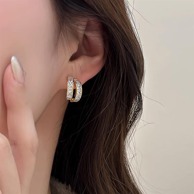 Xiaomi Huitan Women Stud Earring Inlaid Sparkling Cubic Zirconia Luxury Accessories for Wedding Party Versatile Charming Lady Jewelry