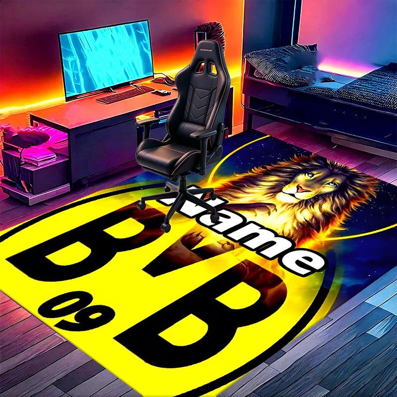 Custom Name Personalized Borussia Dortmund Print Carpet, Versatile Home Decor Rug, for Playroom, Apartment, Balcony, Entryway, Hallway Gift