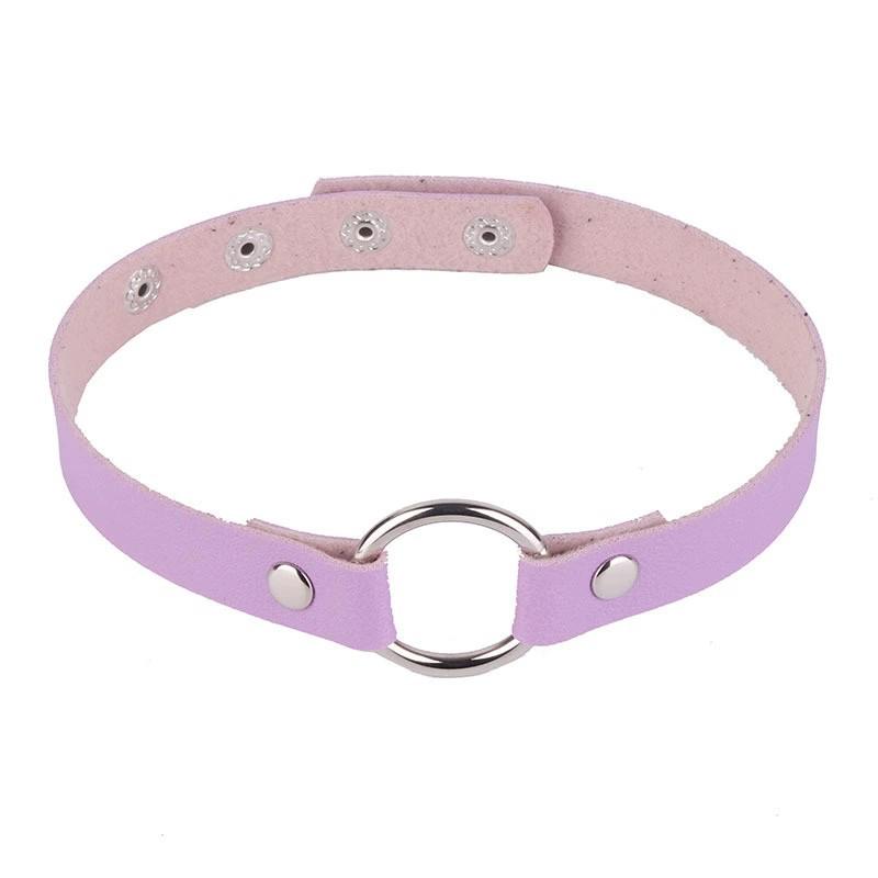 Harajuku Punk Weiches PU-Leder Runder Choker Halskette