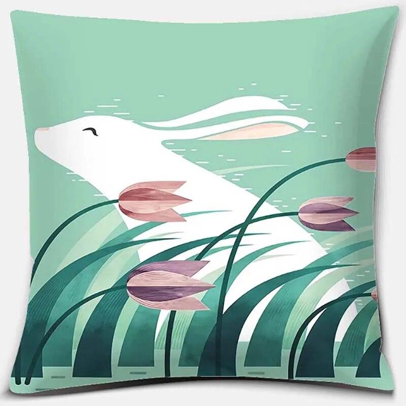 Cute Rabbit Series Pattern Pillowcase Square  Home Office Decoration