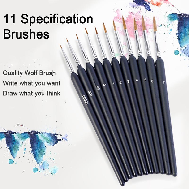 

11PCS Micro Paint Brush Set Professional Hook Liner Art Supplies Hook Oil Brush