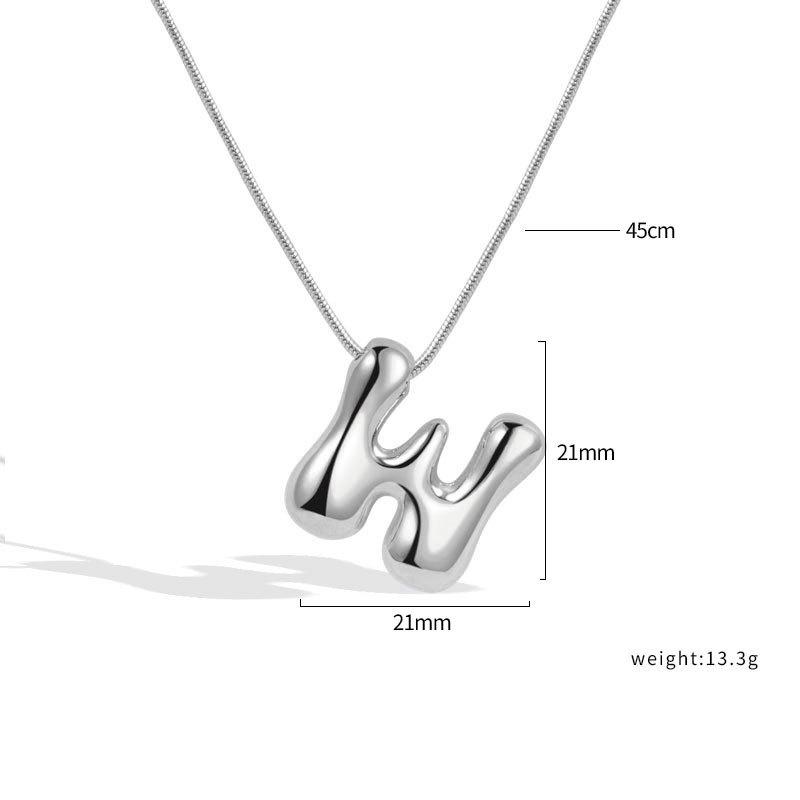 VENTFILLE 925 Sterling Silver 26 Letters Necklace For Women Gift Smooth Cute Balloon Jewelry Accessories Dropshipping Wholesale