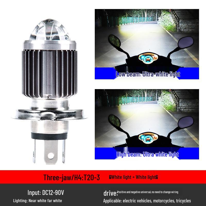 Universelle LED-Motorrad-Scheinwerferlampe, Super Hell 12V-80V, Fernlicht/Abblendlicht, Zweipolig/Dreipolig H4 Modifikation