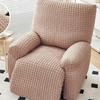 Seersucker Plaid Full-wrap Recliner Chair Cover Solid Color Armchair Cover Anti-slip Single Sofa Protector for Home Hotel Decor