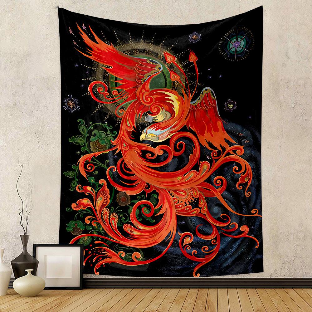 Phoenix Decorative Tapestry Wall Hanging, Mythical Bird Art, Wall Decor for Bedroom Living Room Dorm
