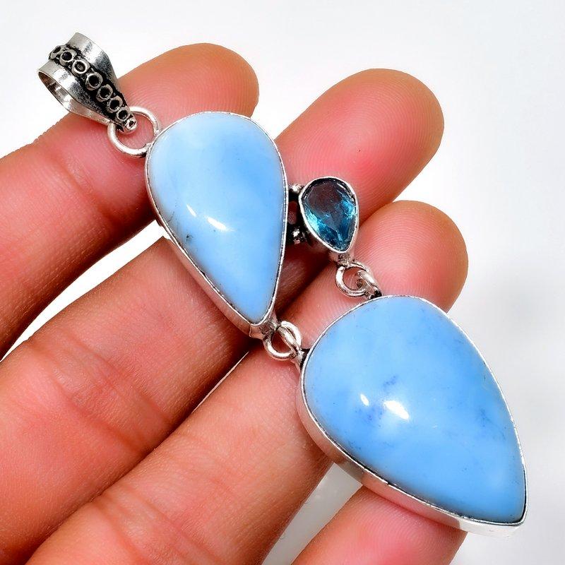 

Ювелирный кулон Owhyee с опалом и голубым топазом 925 пробы, посеребренный, 2,84 дюйма