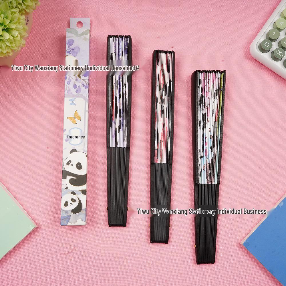 Panda 8-inch Cartoon Folding Fan - Cute Anime Design, Perfect for Students, High-Quality Summer Cool