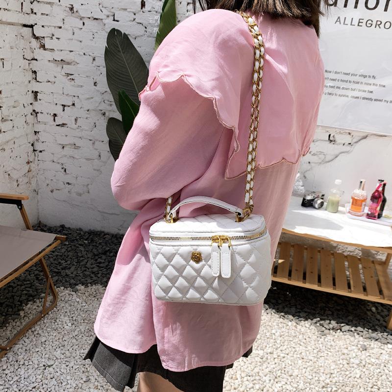 Small square bag, box bag, camellia rhombus chain, autumn new bag, women's shoulder messenger bag, handbag.