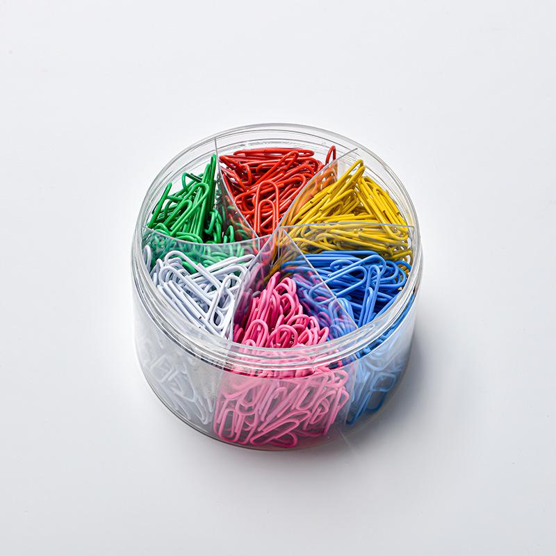 Mixed Size & Color Plastic-Coated Paper Clip Set - 6 Colors