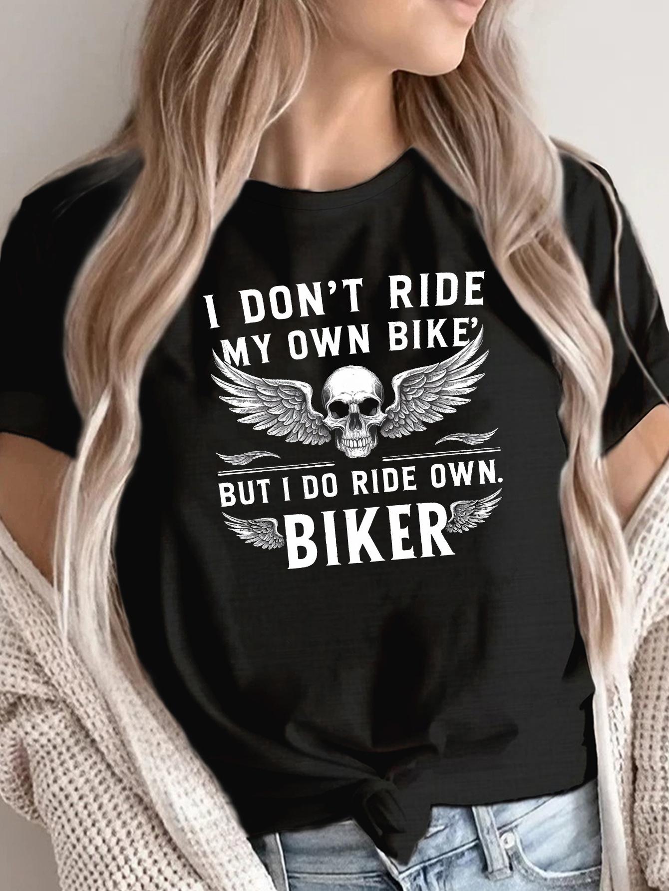 Skull Winged Biker I Ride My Own Bike T-shirt S