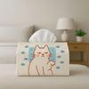 2D Flat Cartoon Art Tissue Box - Cat-Eye Design, Made of Durable Fabric, Suitable for Home, Office, Car, Or Parties - Compact Napkin Box Organizer - P