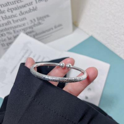 Wanzuyin 9999 Shouxi Fu Lu Cai Pai Zhu Kai Kou Bangle for Men and Women with Auspicious Meaning