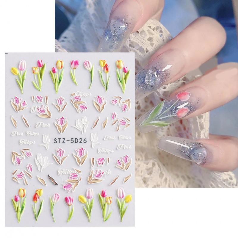 Manicure Decor Sliders Relief Engraved 5D Butterfly Embossed Nail Stickers Nail Art Sticker Decal