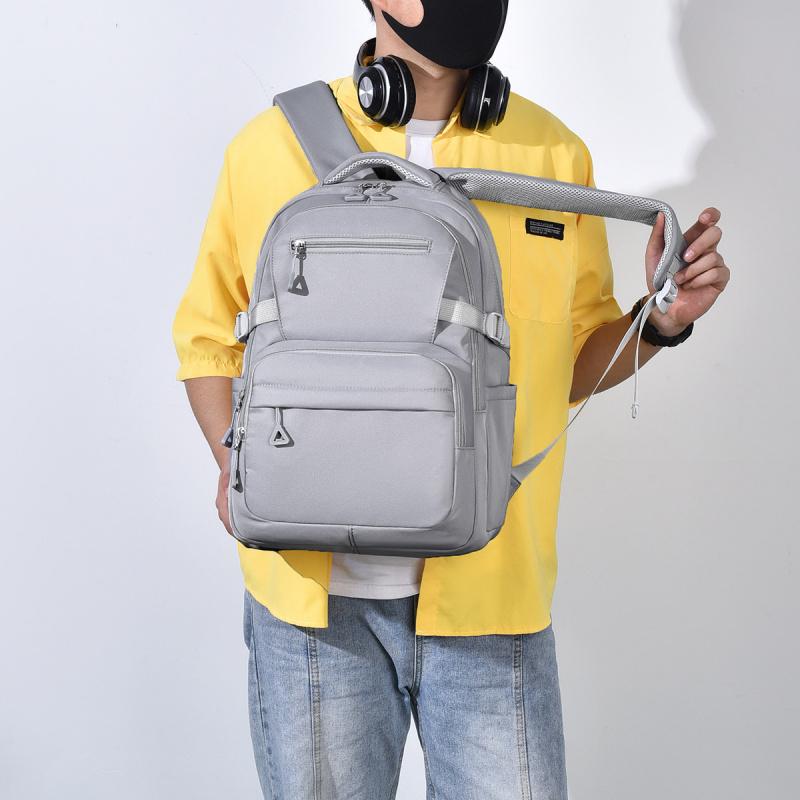 Versatile Solid Color New Style Unisex Daily Campus Large Capacity Travel Backpack Water-Resistant Fashionable Double Shoulder Bag