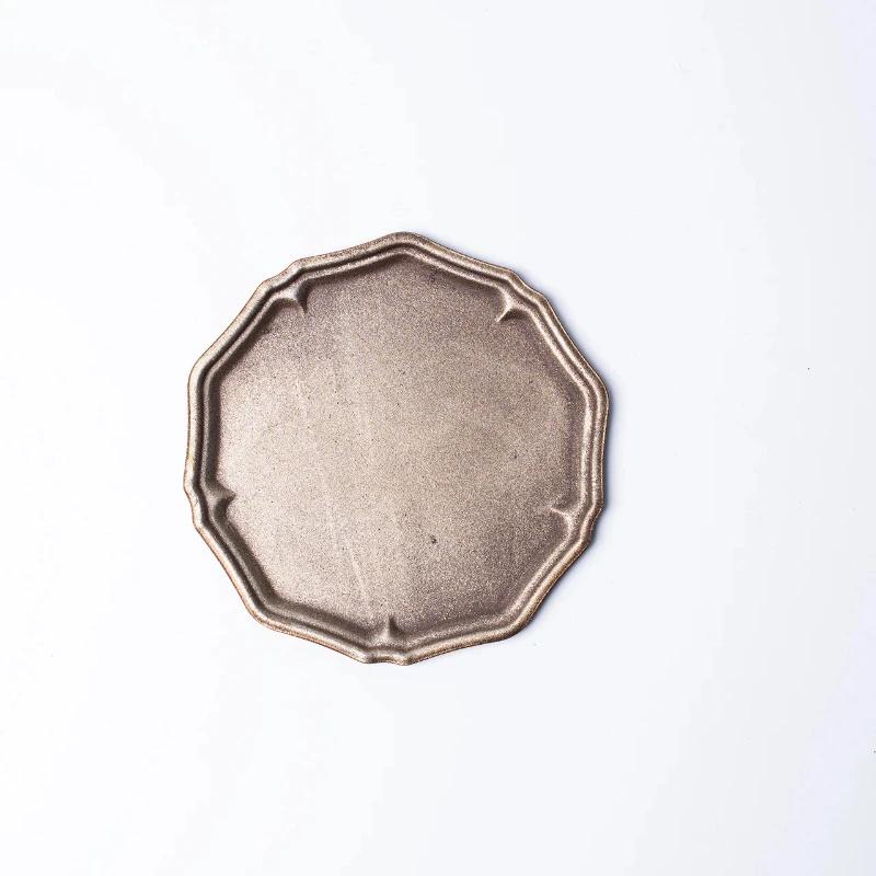 Vintage Metal Dessert Tray French Style Distressed High-Legged Fruit Plate Home Storage Photography Props Antique Photo Prop