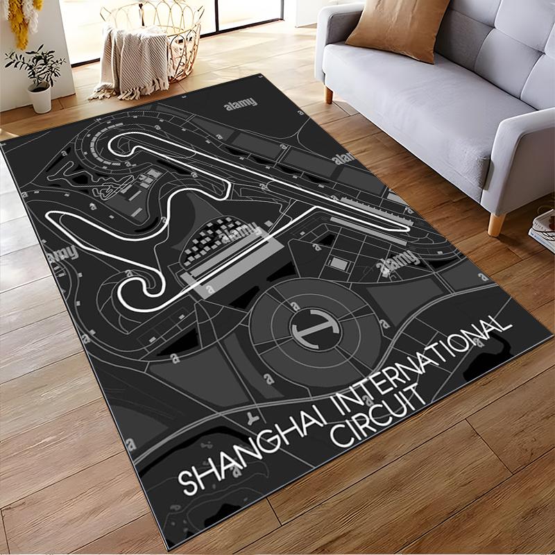 Black and White Shanghai Circuit Map Design Rug Non-slip rug suitable for living room and bedroom sofas sofas