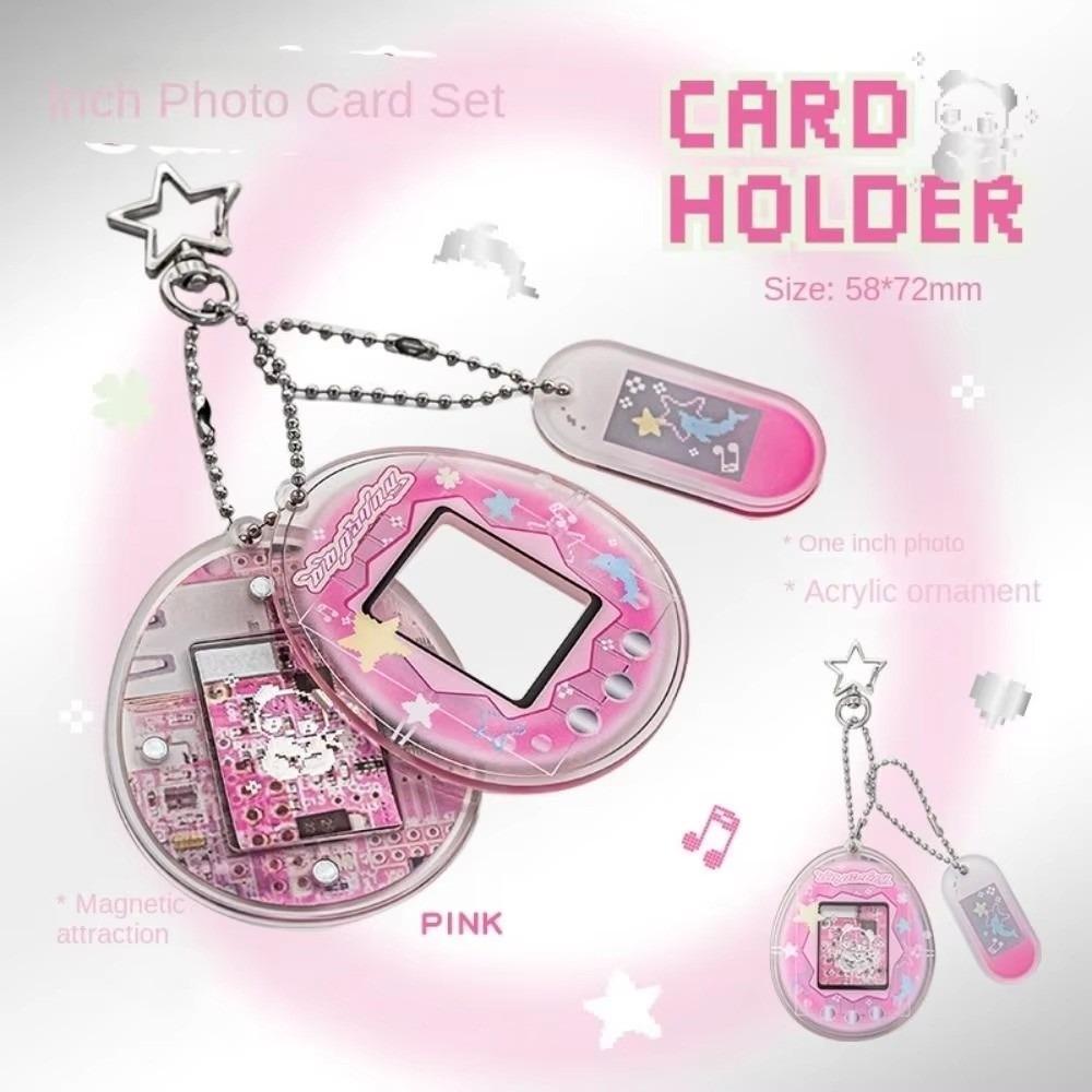 Retro Photocard Holder 1 Inch Card Display Case Stylish Acrylic Keychain For Collectors