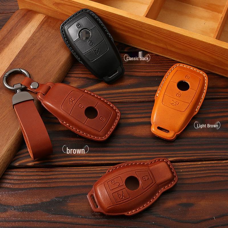 Husă din piele naturală pentru cheie Mercedes pentru E-Class E300, A200L, C-Class 260L - Model vechi pentru bărbați