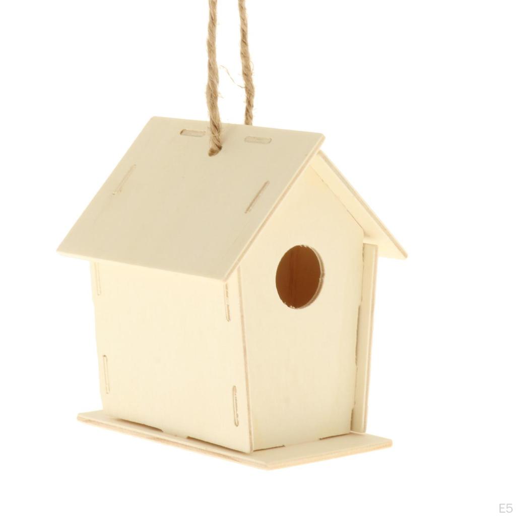 Wooden Bird Hanging Birdhouse DIY Paintable