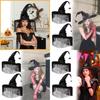 Enchanting Black Ruffled Fringe Hat For Halloween Party Witch Costume Accessory