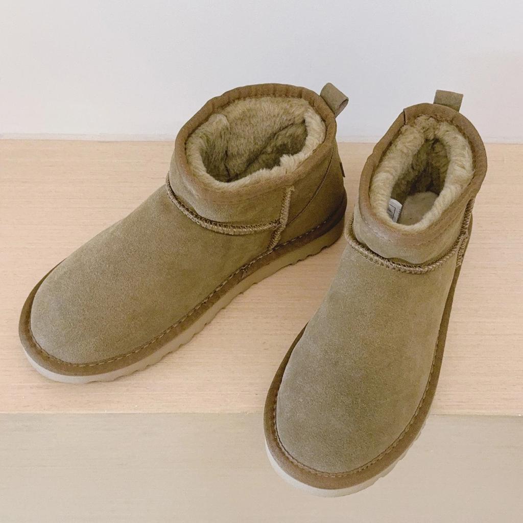 Classic Winter Women Ultra Mini Snow Boots Genuine Cowhide Leather Fur Slippers 2027 New Design Men Short Boot Flat Cotton Shoes