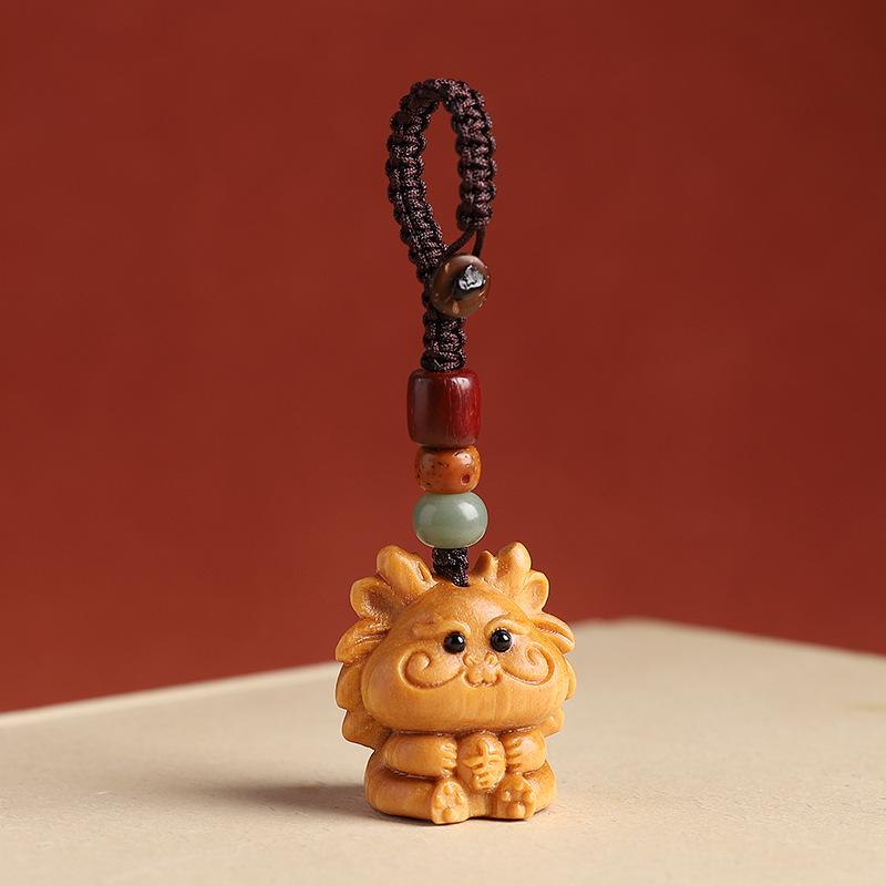Sandalwood Zodiac Keychain Charm for Men & Women - Cute Mouse Pendant for Keys & Phones