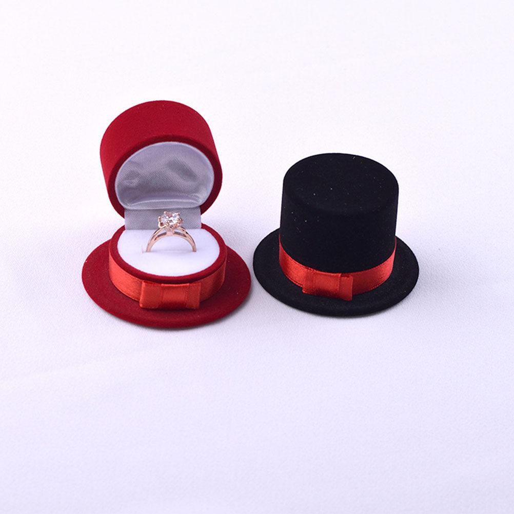 Hat Shaped Ring Box Red Christmas Jewelry Storage Case for Earrings Necklaces Bracelets Pendants Brooches Gift Decoration