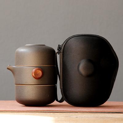 Tetera de cerámica japonesa, tazas de té gaiwan hechas a mano, juego de té portátil para oficina, una olla, dos tazas