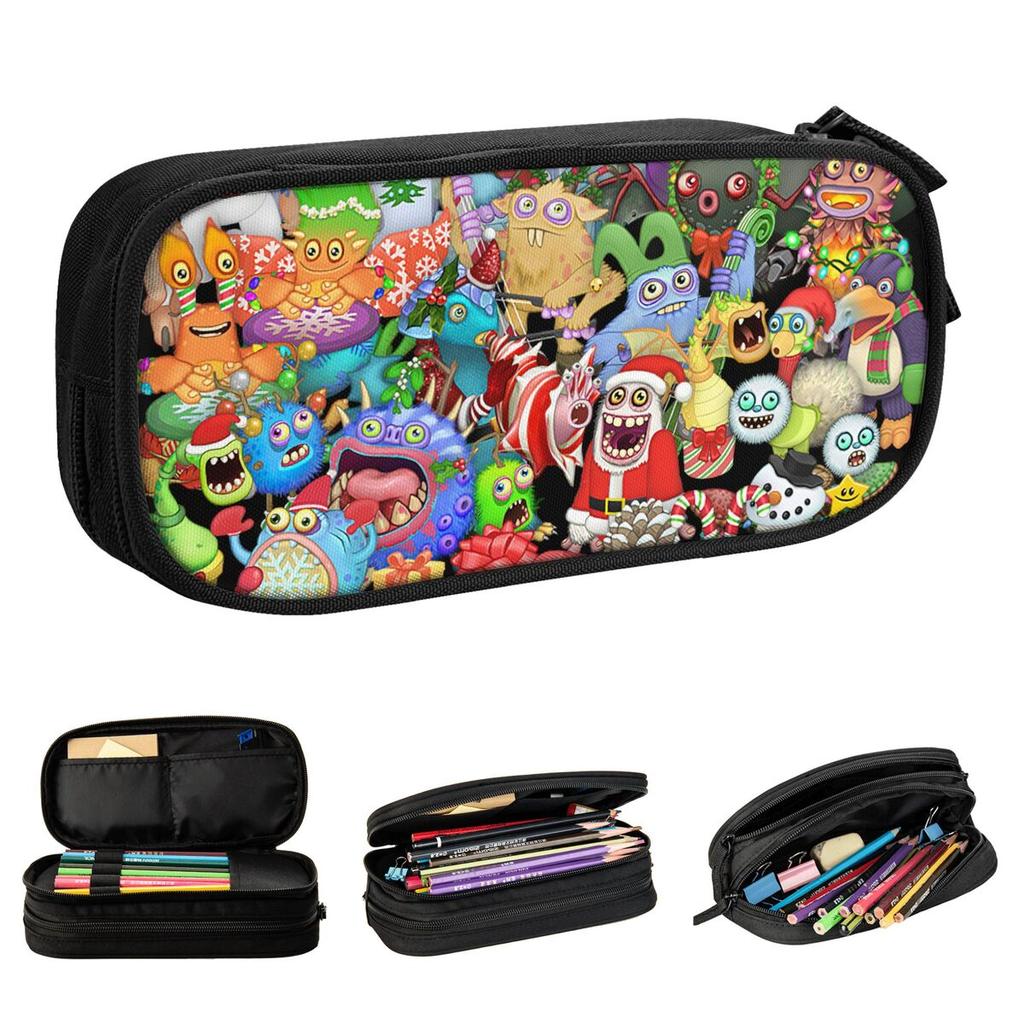 My Singing Monsters Pencil Cases Fashion Plant Cartoon Pen Box Bag Girl Boy Large Storage Office Zipper Pencil Pouch