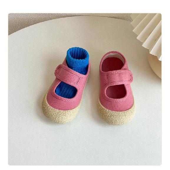 

Baby walking shoes, new summer style for girls, square-toed canvas shoes with soft soles, Korean-style casual shoes for boys 22 розовый