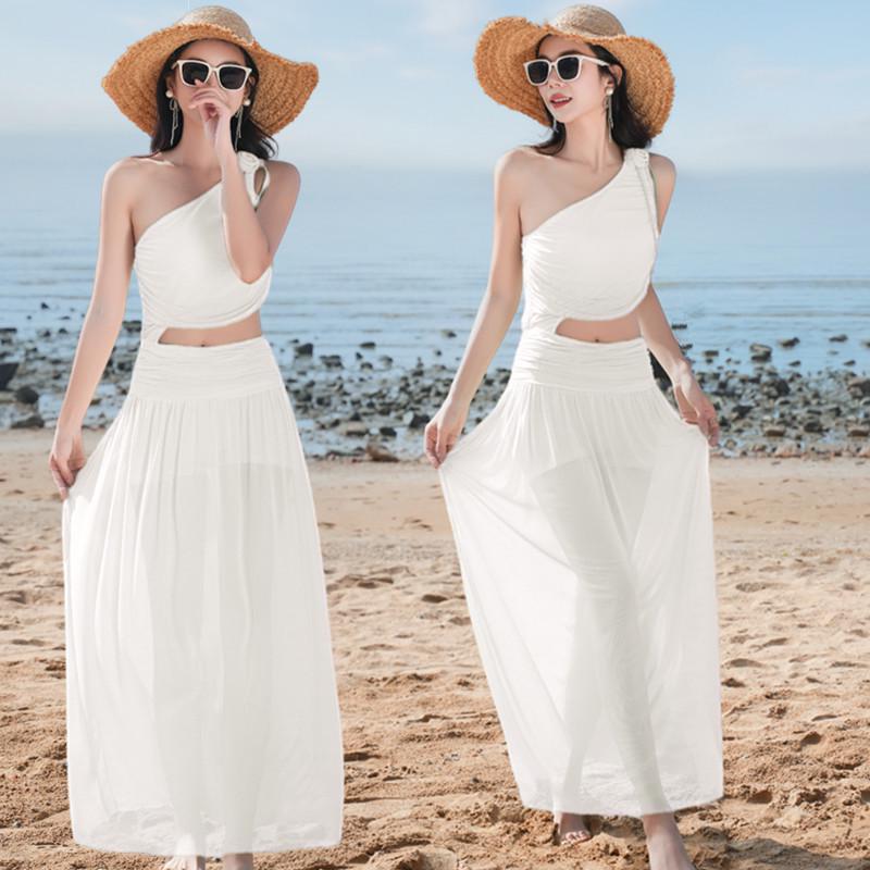Luxury Red Off-Shoulder Thai Bikini with Long Skirt - Women's Sexy Resort Swimwear