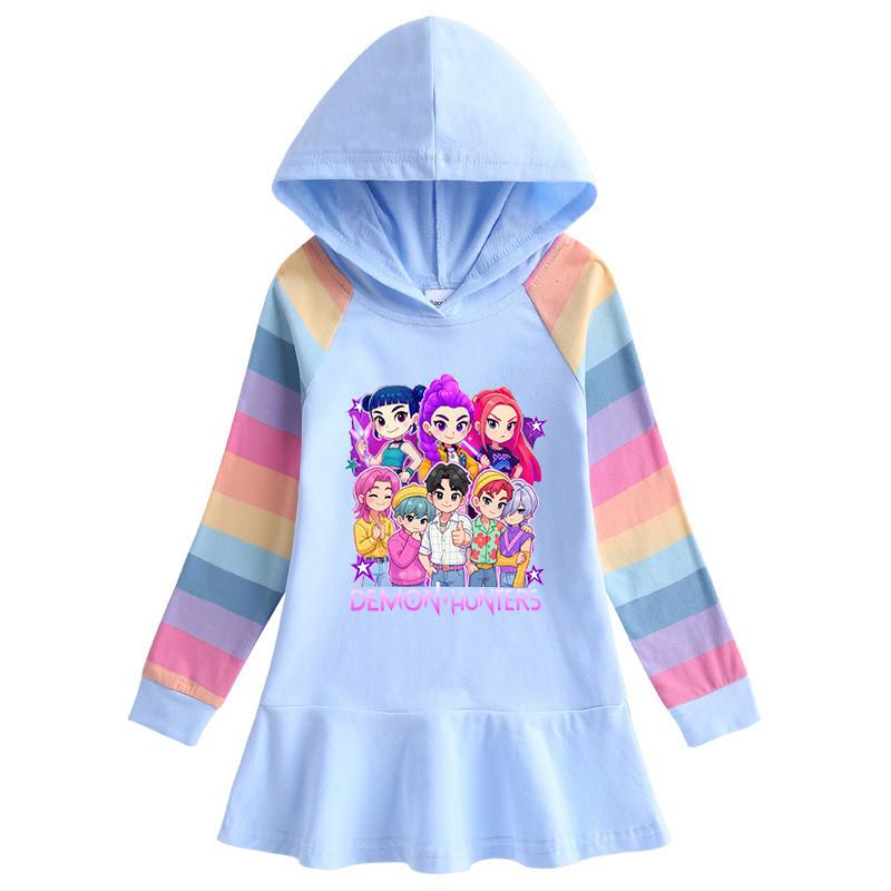 Girls Anime Cartoon Kpop Rumi Zoey Mira Hunters Printed Hooded Dress