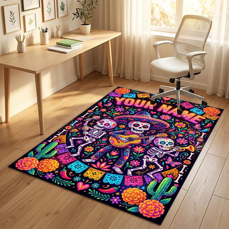 Celebration Party Theme Crystal Velvet Rug Personalized Custom Name Text Soft Floor Mat Home Decor