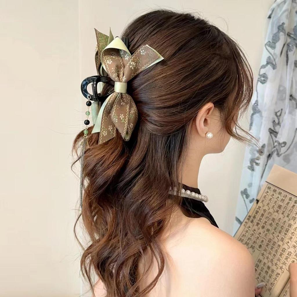 Retro Paisley Herz Krallenclip Schleife Haarspange - Hochwertiger doppelseitiger Haiklammer