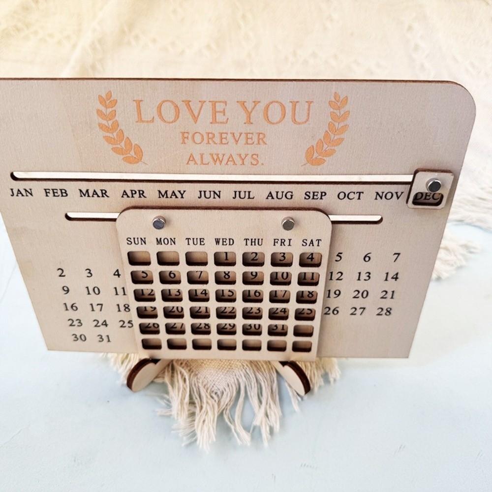 Handmade Wooden Sliding Calendar DIY Desktop Desk Calendar Eternal Calendar  Study Room