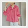 Yilu Peach Pink French Blouse: Summer Vacation Light Long-Sleeved Sunscreen Shirt for Women