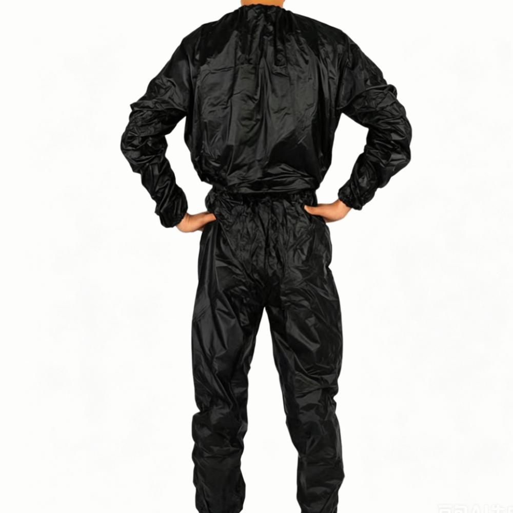 Black Sauna Suit PVC Training Outfit Lightweight Sweat Suit Cycling