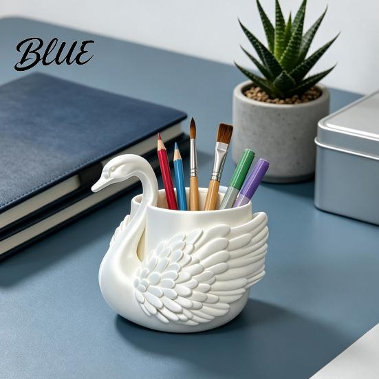 Professional Office Accessories Elegant Swan Pen Holder Durable PLA Pencil Organizer Decorative Large Desktop Clutter Organizer Capacity Container