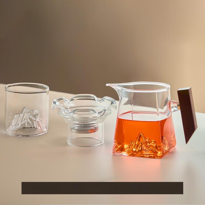 Tea Cup 350ml Pyrex Tea Set Accessories Chinese Kung Fu Cup With Handle Fair Cup Handmade Teapot Filter Tea Set
