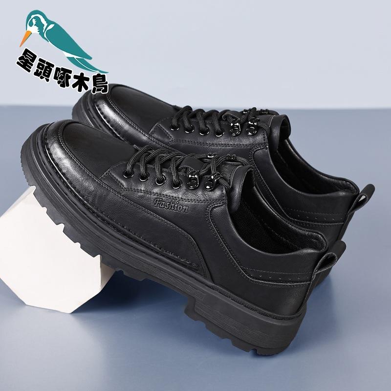 2025 new men's tooling shoes genuine leather fashion versatile low-top Martin shoes comfortable leather shoes
